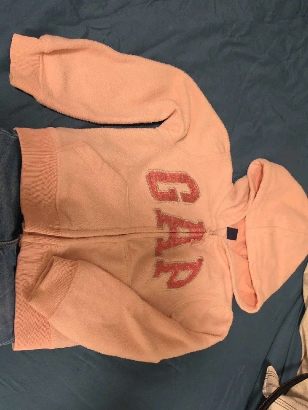GAP Peach Fleece Hooded Zip Sweatshirt